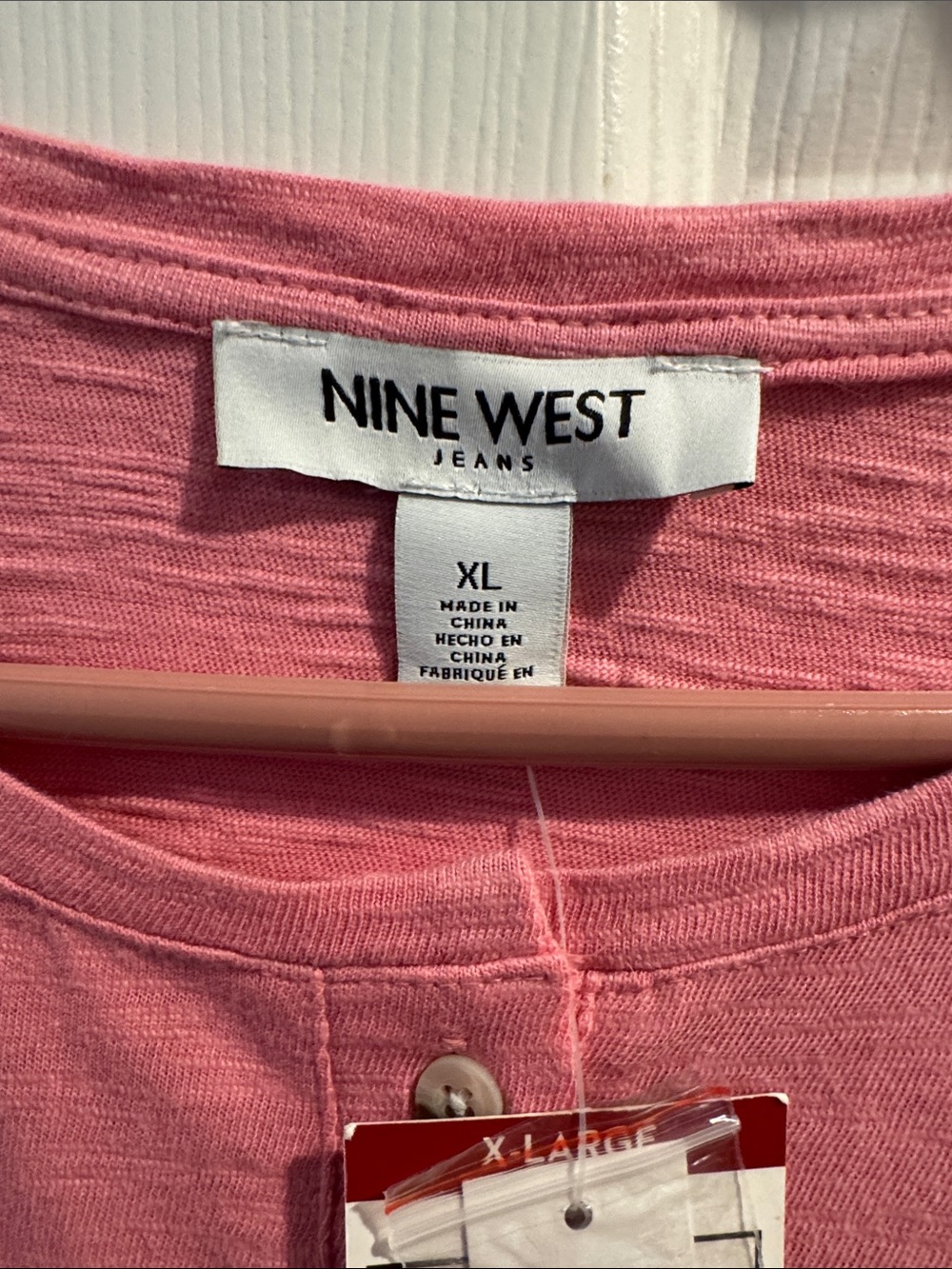 Nine West Rose Pink Short Sleeve Henley Top - Picture 2 of 3
